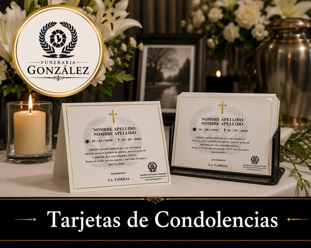 Tarjetas de agradecimiento y condolencias de Funeraria González